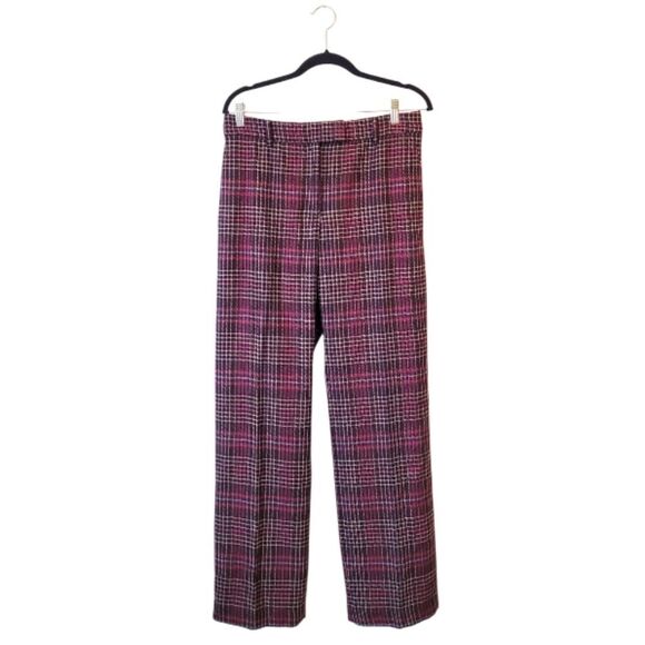 Ann Taylor Magenta Plaid Wide Leg Pants Size 6 Spring 2023 - Picture 1 of 6